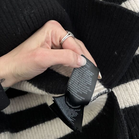 & Other Stories Boxy Heavyweight Striped 3/4 Sleeve Wool Blend Turtleneck- Small - Picture 5 of 8